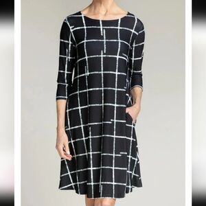SYMPLI Trapeze Dress 3/4 sleeves Black White Size‎ 14